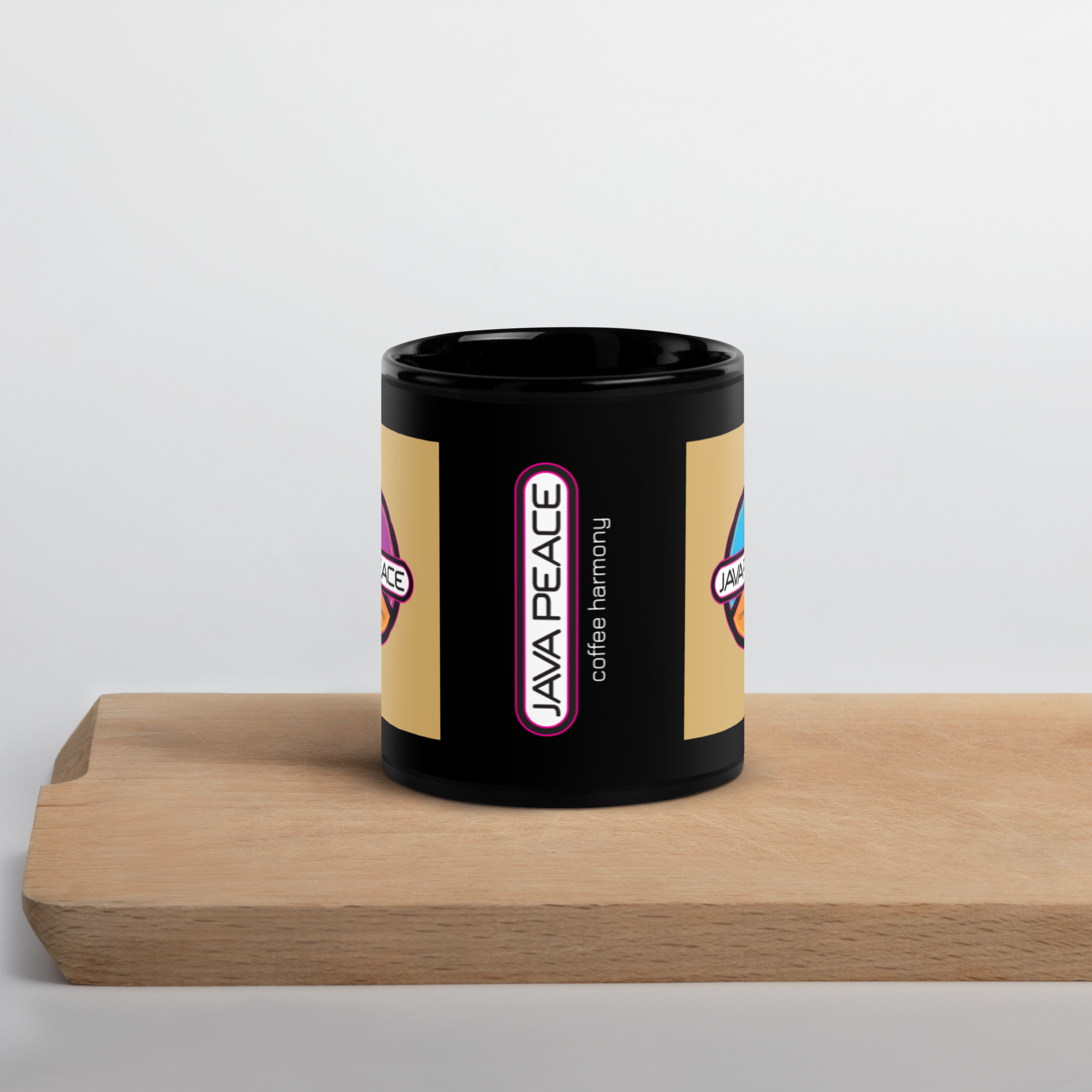 JAVA PEACE Black Glossy Mug image 1