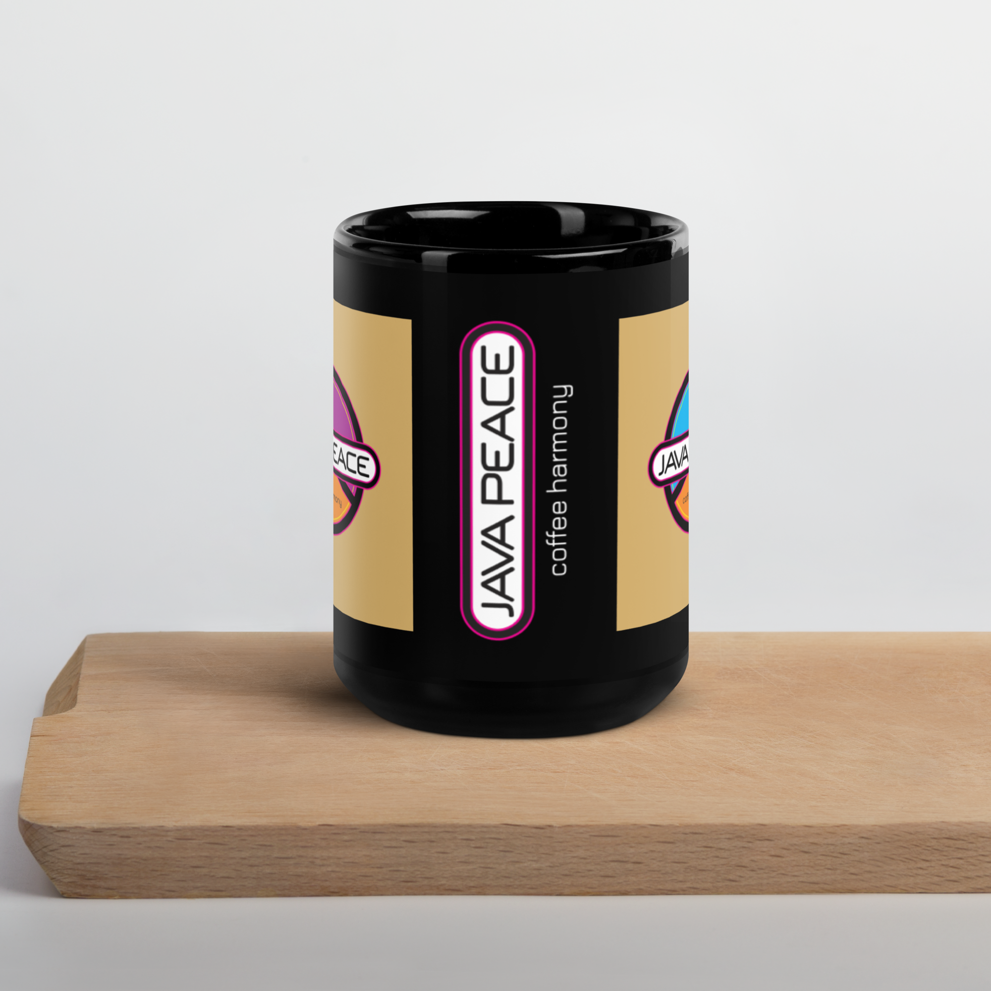 JAVA PEACE Black Glossy Mug image 3