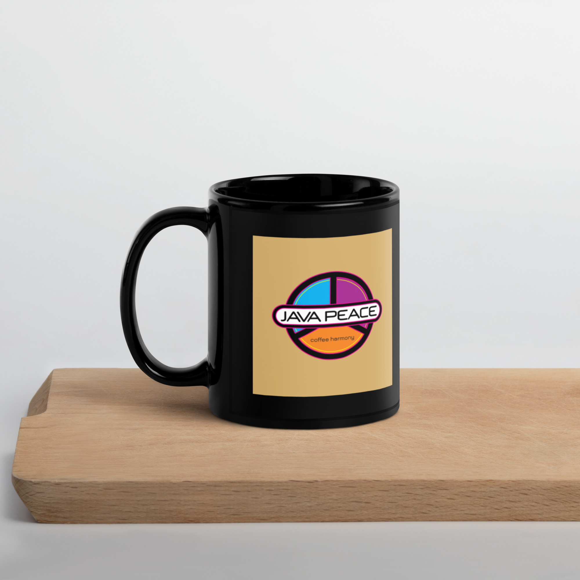 JAVA PEACE Black Glossy Mug image 0